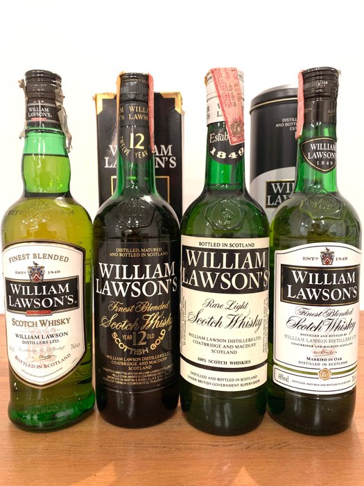 William Lawson's 12 years old Scottish Gold - Rare Light - Finest Blended - b. 1980s, 1990s, 2000s to today - 70cl & 75cl - 4 瓶