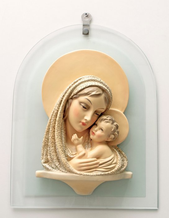Arturo Pannunzio - Grande ícone - Madonna com criança - Cerâmica - Vidro