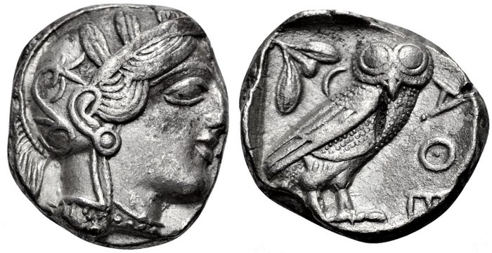 Grecia (antica) - Attica, Athena. Silver Tetradrachme, 454-404 v.Chr. - Argento