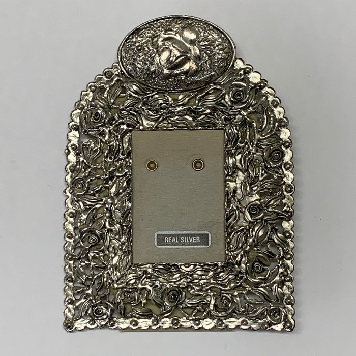 Argenteria Astuni - Portafoto decorato con motivi floreali - .925 argento