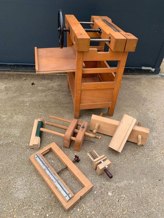 binding press and 6 tools - cast iron and steel