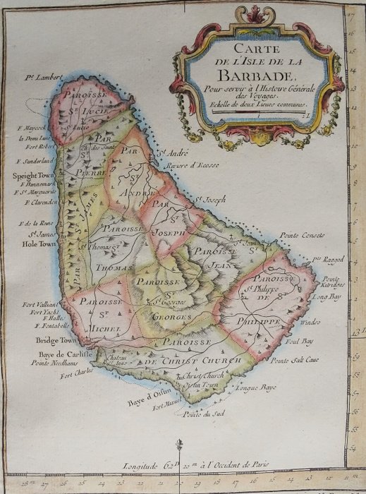 Barbados Barbados Caribean Sea Jn Bellin Carte De L