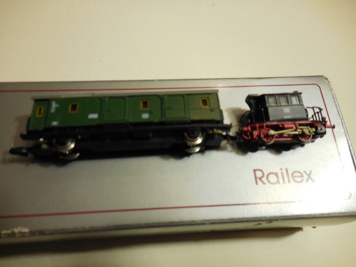 Railex Z - Locomotiva a vapore - BR98 "custodia in vetro" con "carrello portabagagli" per auto fantasma - DB
