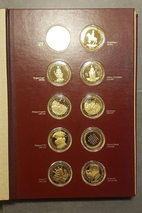 France - Collection de 50 médailles "L'Histoire de France" en Vermeil (argent doré) - Silver