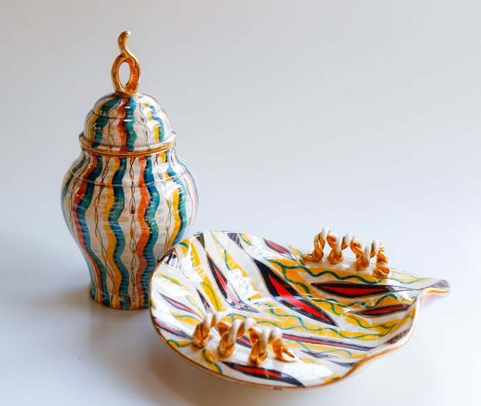 Hubert Bequet - Quaregnon - midcentury bowl og vase H. Bequet (2) - Keramikk