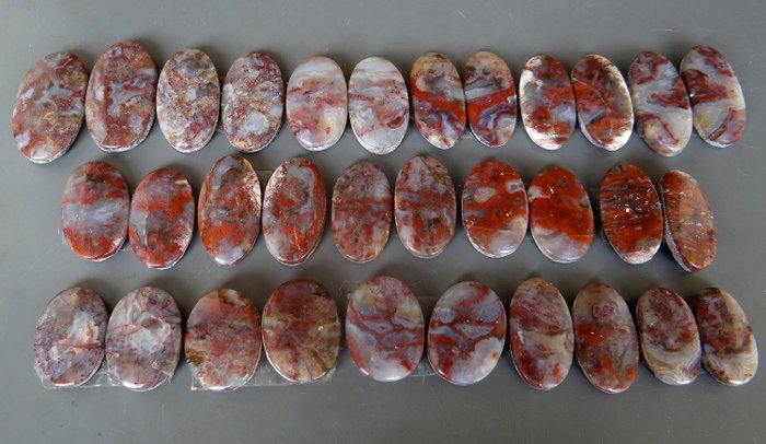 Red Black Gray White Agate #S5655 2 Pcs Red Moss Agate Stone Cabochons No Hole Smooth Polished Natural Stones Matching Pair Triangles
