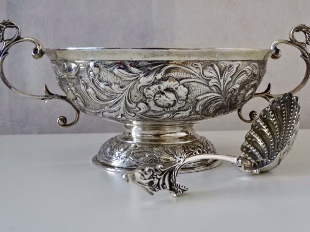 Konjakskål och konjaksked - .835 silver - Zaanlandse Zilversmeden - Nederländerna - Mitten av 1900-talet