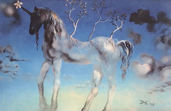 Salvador Dali  - L’unicorne allègre ou La licorne heureuse 
