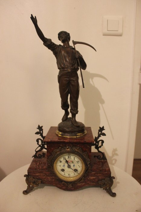 Marmor skorstein klokke og regulerer "Gai Reaper" messe 19. - Marmor, Råsink - Andre halvdel av 1800-tallet