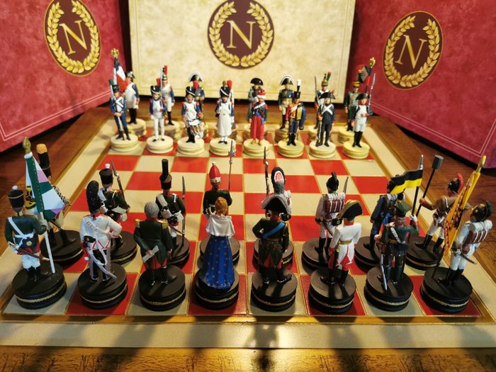 Chess game, Napoleon theme Austerlitz (1) - Lead, Wood