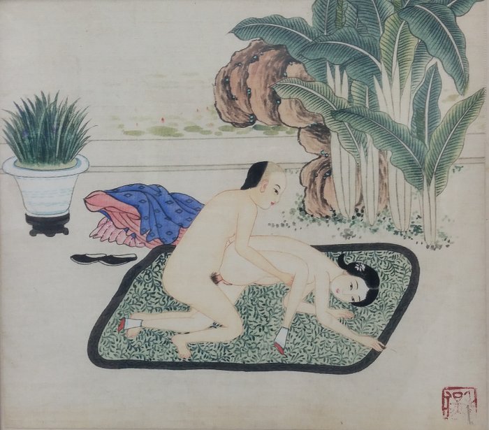 Måleri (1) - Silke - erotica - Erotic - Kina - 1870-1900