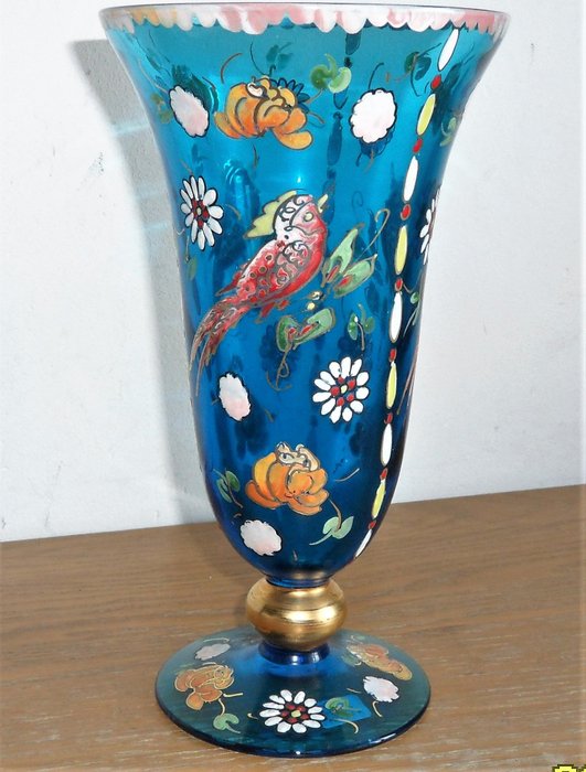 José cire ROYO - Vase décor émaillée  (1) - Verre