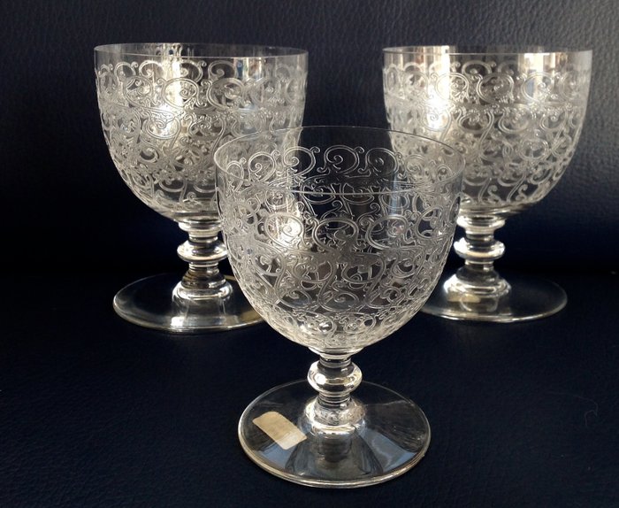 BACCARAT - Antique wine glasses glass water glasses port glasses Baccarat model Rohan - Crystal