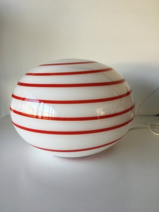Ilu Di Vetro - 台灯 - Zebra design lamp - XL 35 cm (uit productie) rode swirl, zeldzaam