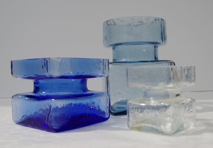 Riihimaen Lasi Oy-Riihimaki玻璃“ Pala”-Helena Tynell製作的三個花瓶