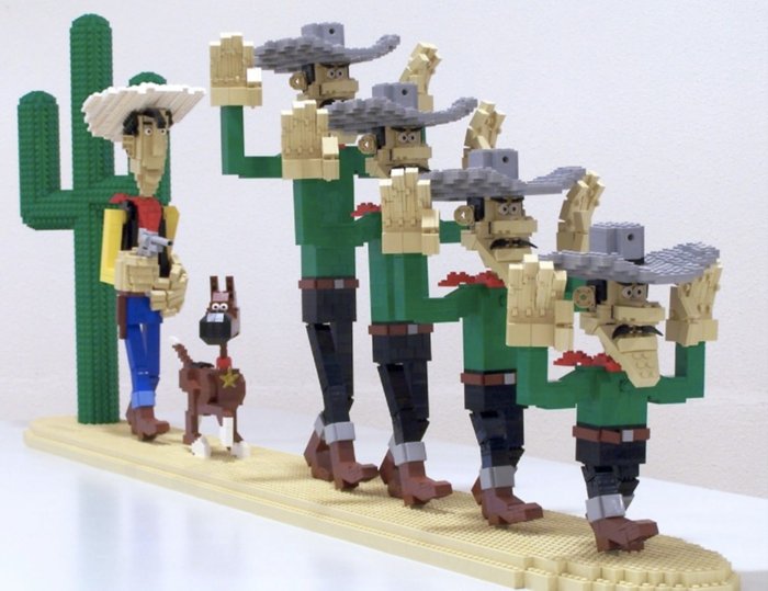 Lucky Luke - Pièce géante en Lego - Lucky Luke, Rantanplan et les 4 Daltons - (2013)