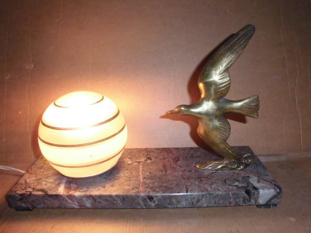 Gual - Lampada da notte Art Déco, uccello, gabbiano