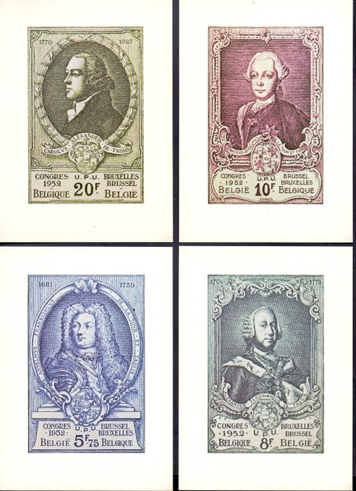 België 1952 - UPU-Congres 'Postmeesters' met maximumkaarten