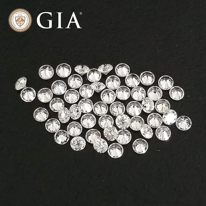 84 pcs Diamonds - 1.01 ct - Round - D (colourless), E, F 