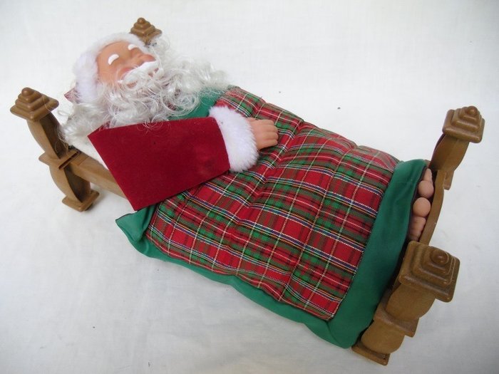 Curiosity snoring Santa Claus in bed Santa Claus music box - Plastic and fabric