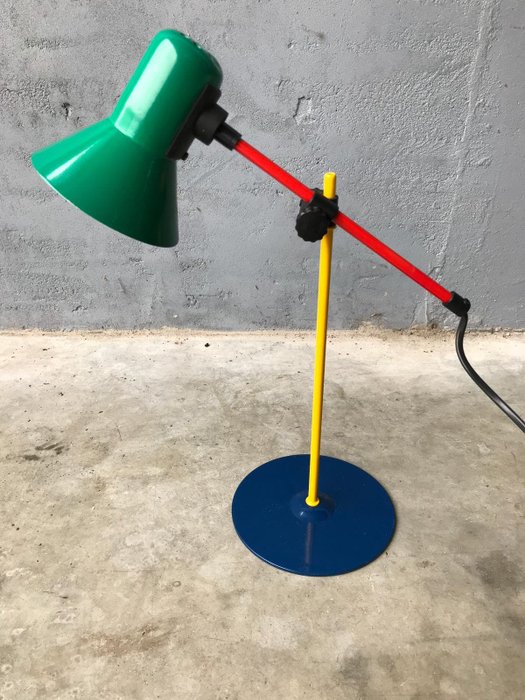 Veneta Lumi - Bordlampe, Vintage bordlampe i grønt, rødt, gult og blått - model 2/93