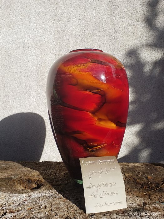 Sylvie Montagnon  - 花瓶藝術品簽名H33cm - 玻璃