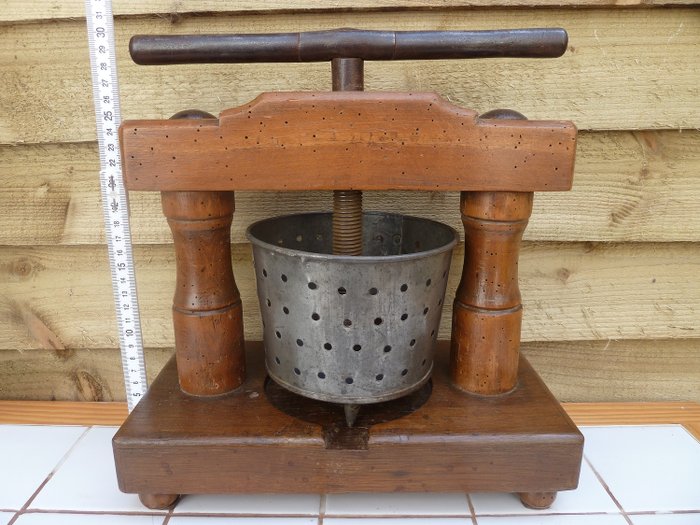 French Cheese Press With Rounded Cylinder - Wood- Walnut