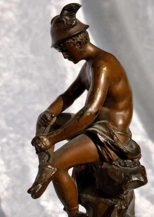 Rzeźba, grecki bóg Hermes - Brąz (patynowany) - Late 19th century