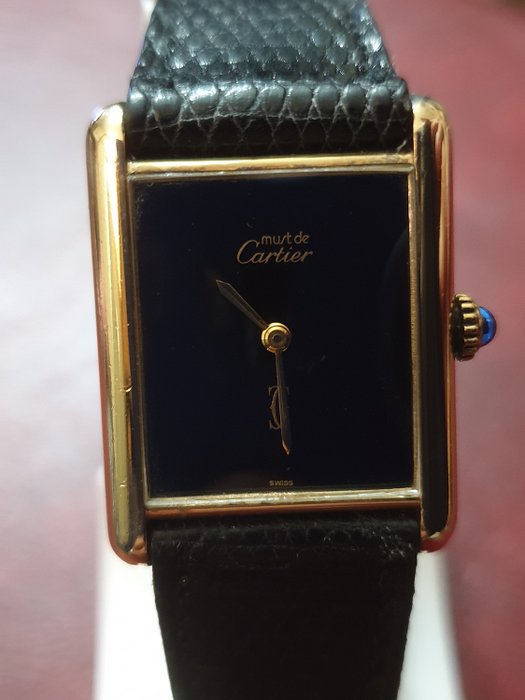 Cartier - Tank Must de Cartier Vermeil, black dial  - Damen - 1980-1989
