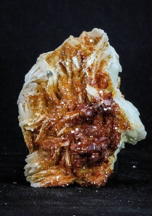 Natural Vanadinite Crystals on Barite from Morocco