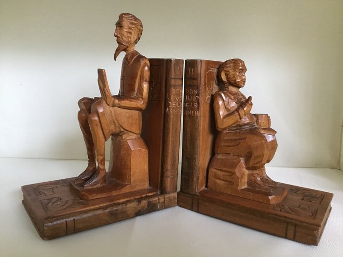 Wooden Bookends - Don Quixote and Sancho Panza (2)