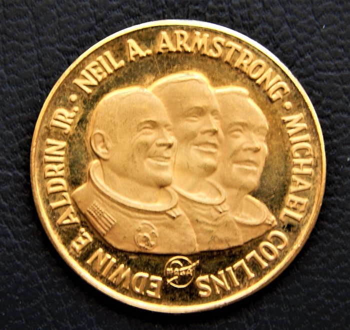 美國 - Gold medal commemorating the Apollo 11 -  Mission July 1969 - (10.50 gr.) - 金色