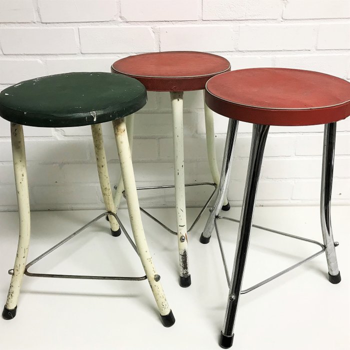 3 vintage Brabantia stools.