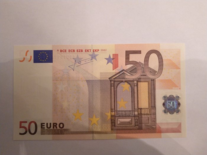 Europäische Union - Italien - 50 Euro 2002 - TRICHET - Zeldzame misdruk - beveiligingsdraad 100 euro 