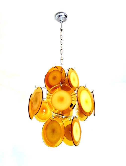 Gino Vistosi - 吊灯, 16 穆拉诺玻璃盘，1960年代