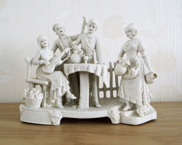 Old german image in white biscuit - Porcelain