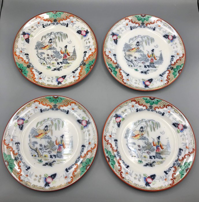 P. Regout, Maastricht - Lautanen,  Plates, Timor Rare  Serie 1836, 24cm (4) - Kivitavara