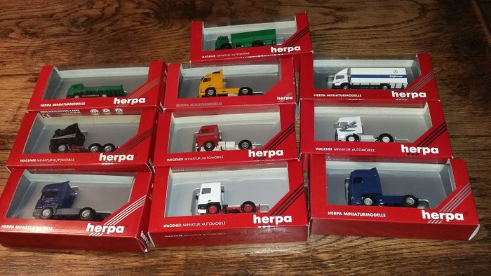 Herpa 1:87 - Décor - Tracteur camion 3 DAF, 3 Scania, 3 Mercedes et 1 Volvo