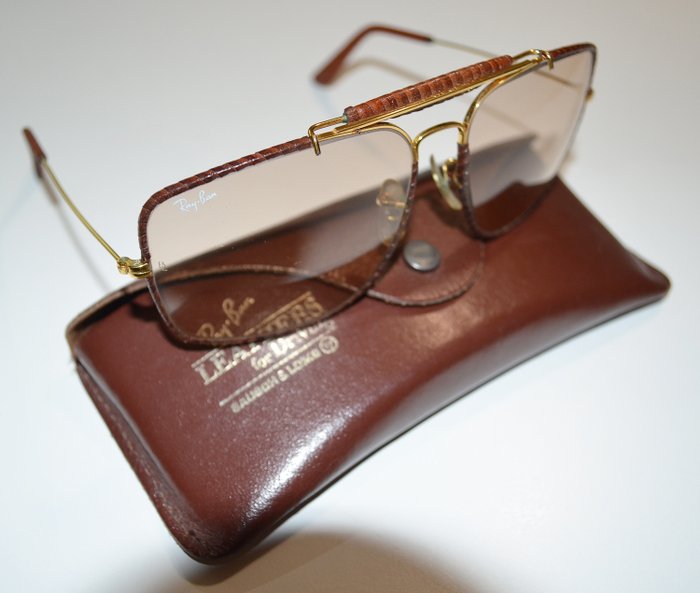 ray ban with leather trim