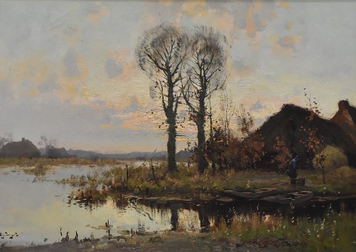 Adrianus Johannes Zwart (1903-1981) - Landschap met boerderij aan het water