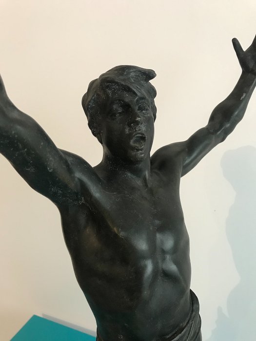 Georges Bareau (1866-1931) - Escultura, O vencedor - Zinco - Início do século XX