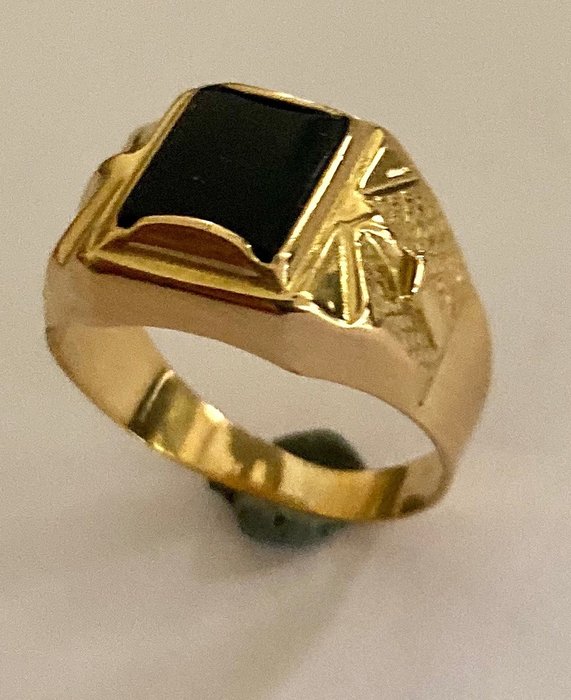 mCdZ  Arrezo Italy - 18 καράτια Κίτρινο χρυσό - Δαχτυλίδι onix