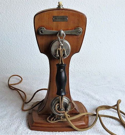 SIT (Sociéte Industrielle des Téléphones) - Telefon - model mówi „Skrzypce”, lata 1910 - Drewno- mahoń