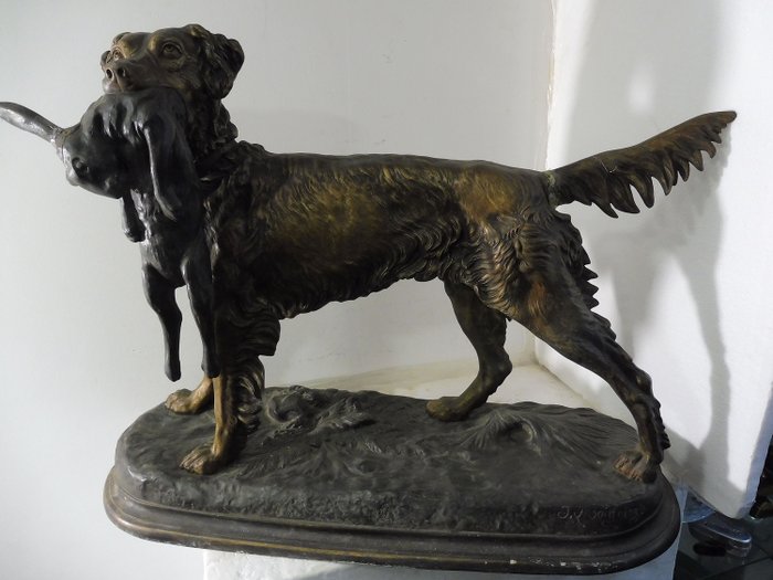 Jules Moigniez (1835-1894) - Γλυπτική, σκύλος - Ψευδάργυρος - 2ο μισό του 19ου αιώνα
