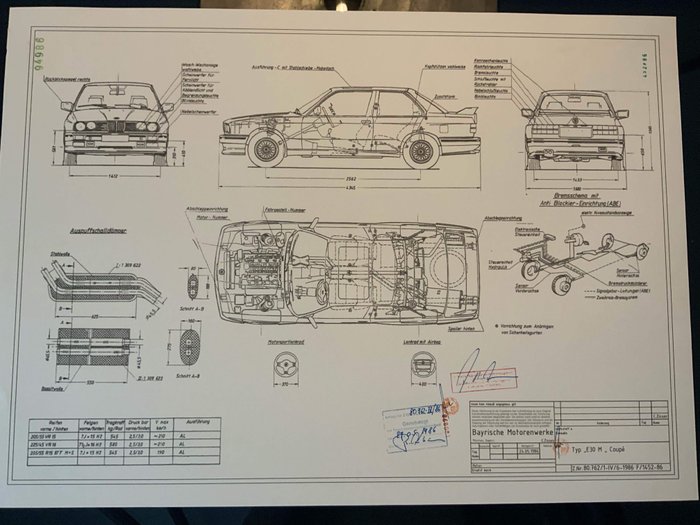 Design Drawing Type Approval Plan ARTPRINT - BMW - E30 M3 1986  - 2018-2018