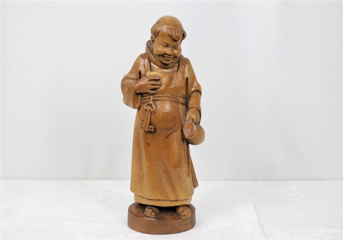 Figure, Illustration - monk with beer mug - Wood