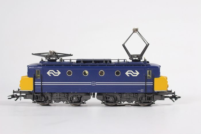 Märklin H0 - 3424 - Elektrisk lokomotiv - 1117 blå med gul kollisjonsnese - NS