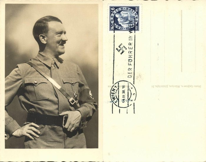 Le chancelier allemand Adolf Hitler, Uniforme, Seconde Guerre mondiale, Troisième Reich du Führer - Cartes postales (Paire de 2) - 1938