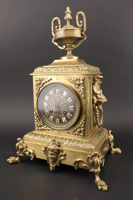 法國鐘擺，獅子頭 - 青銅色 - 1880-1900