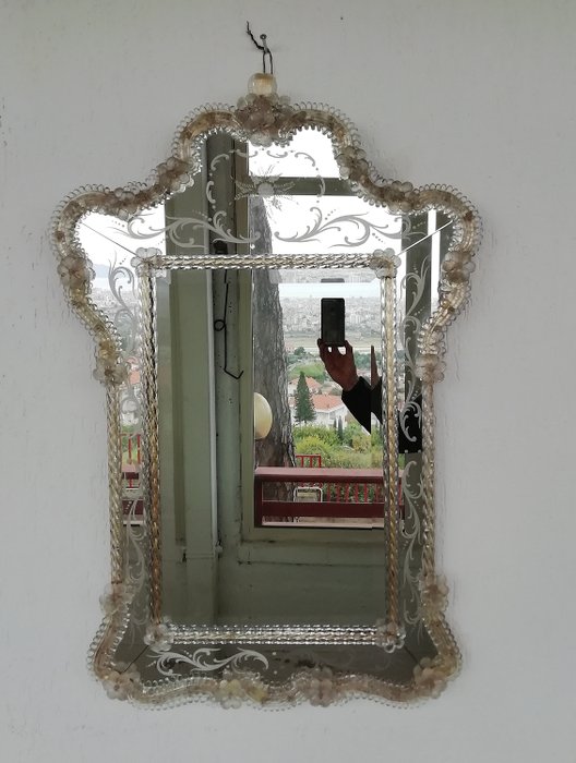 Espejo veneciano en Murano, vintage 1950-60